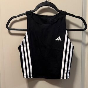 adidas Black and White Crop Athletic Tank